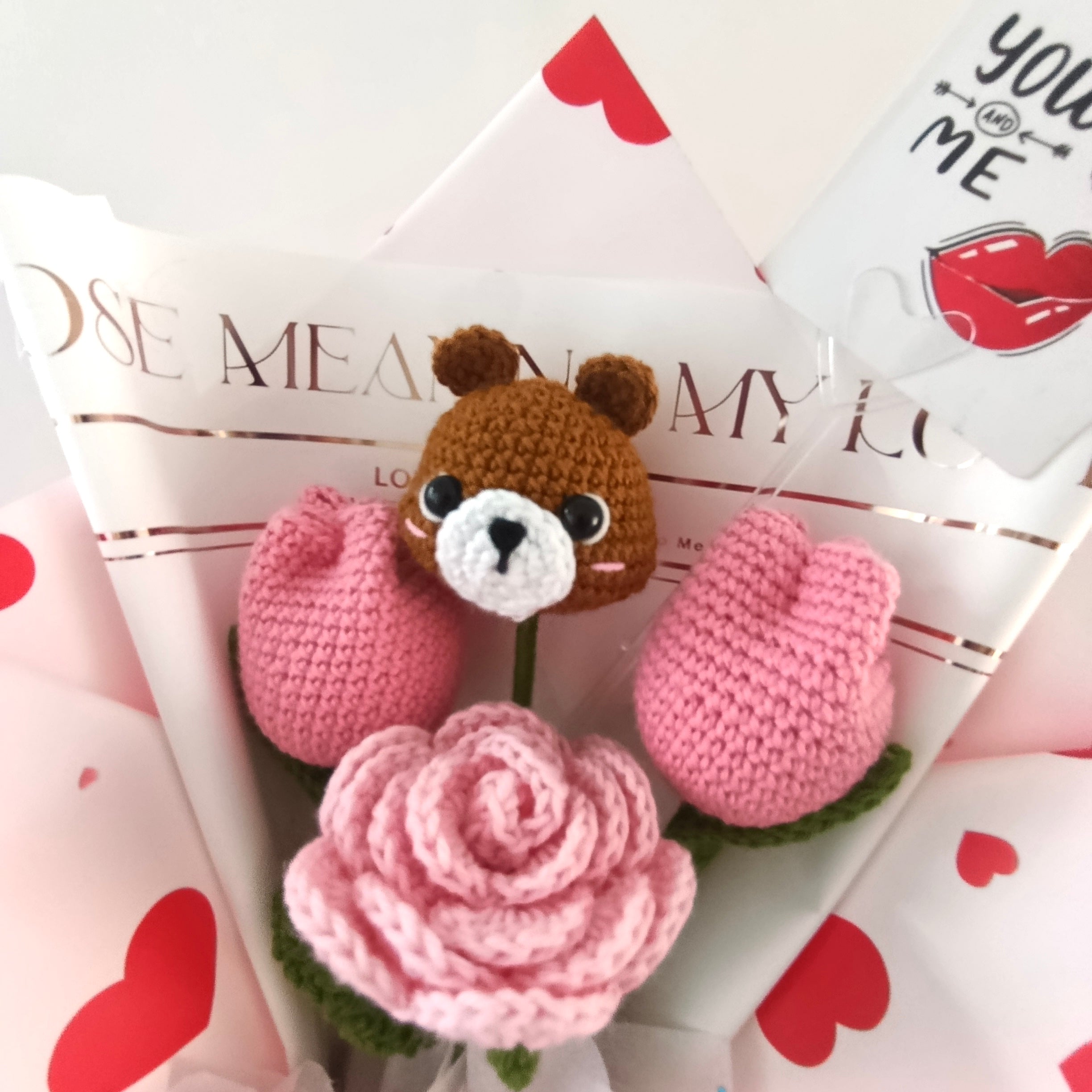 Ramo Osito San Valentín Tejido en Crochet