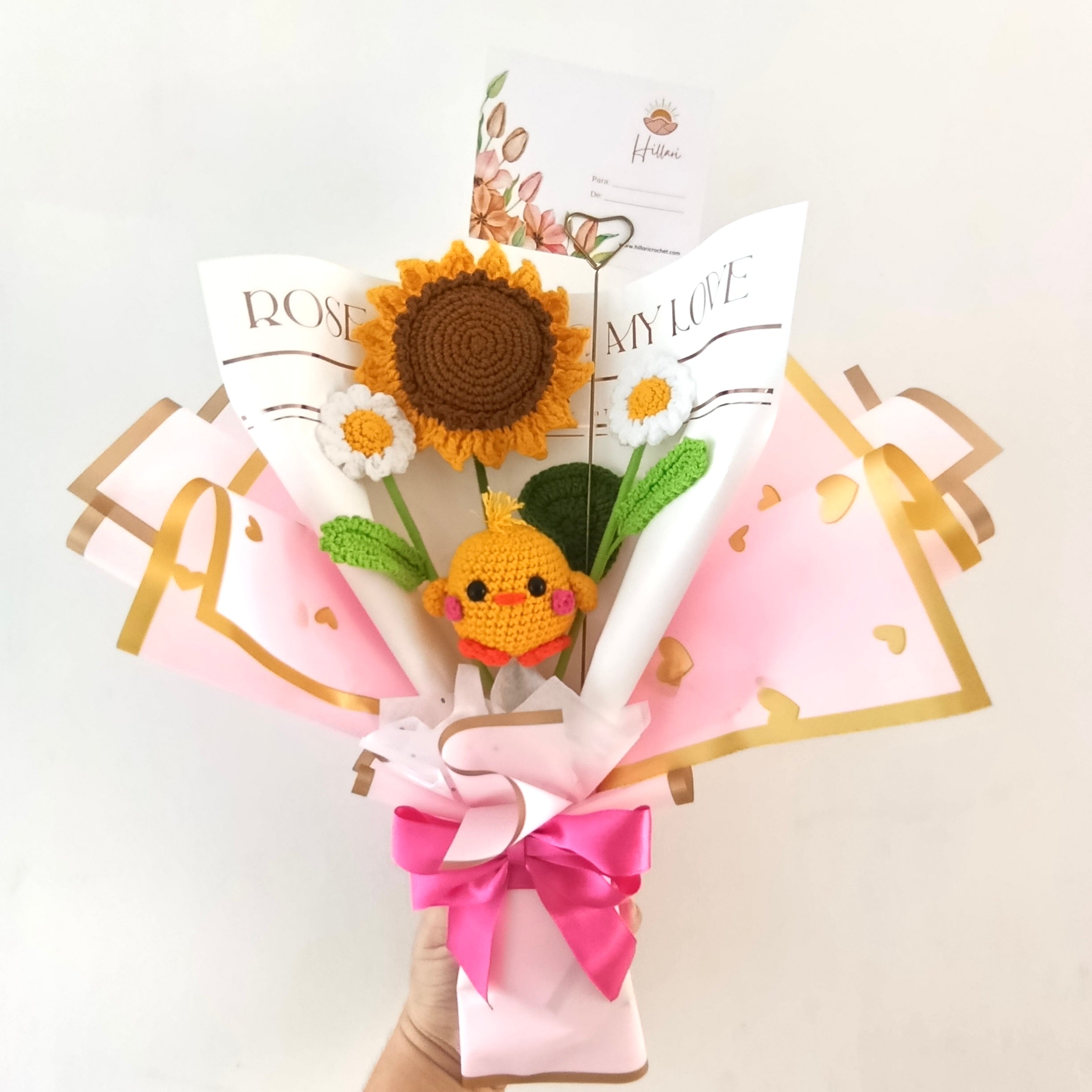 Ramo Pollito San Valentín Tejido en Crochet