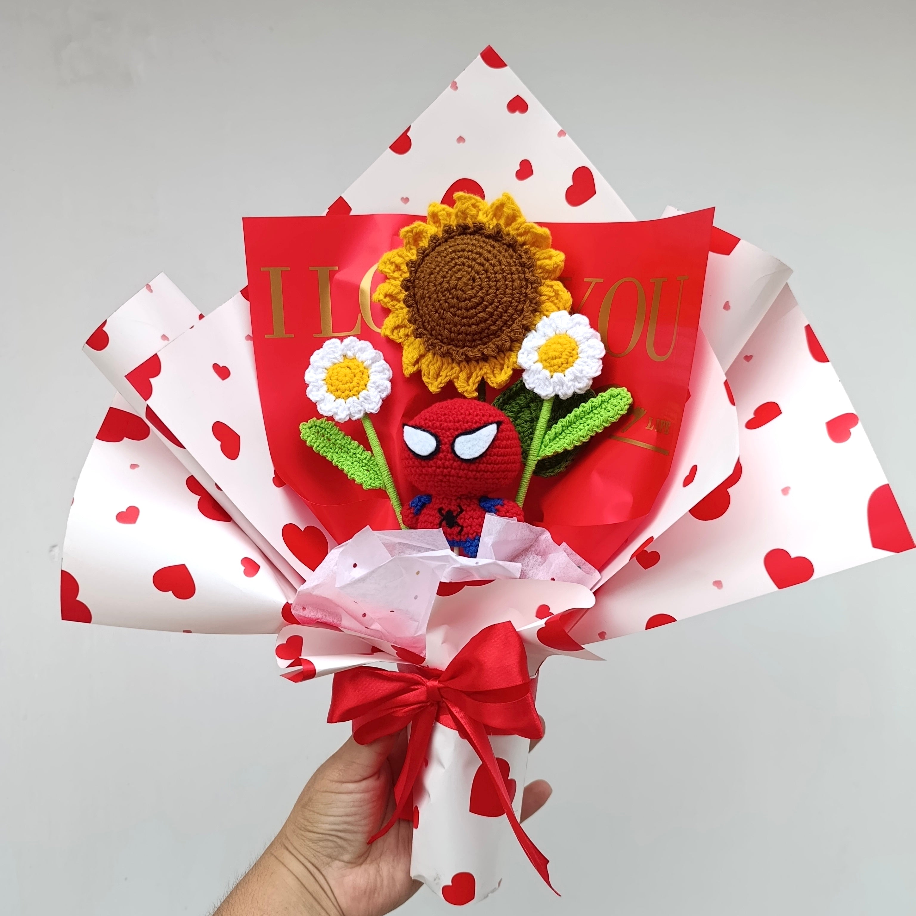 Ramo Spiderman San Valentín Tejido en Crochet