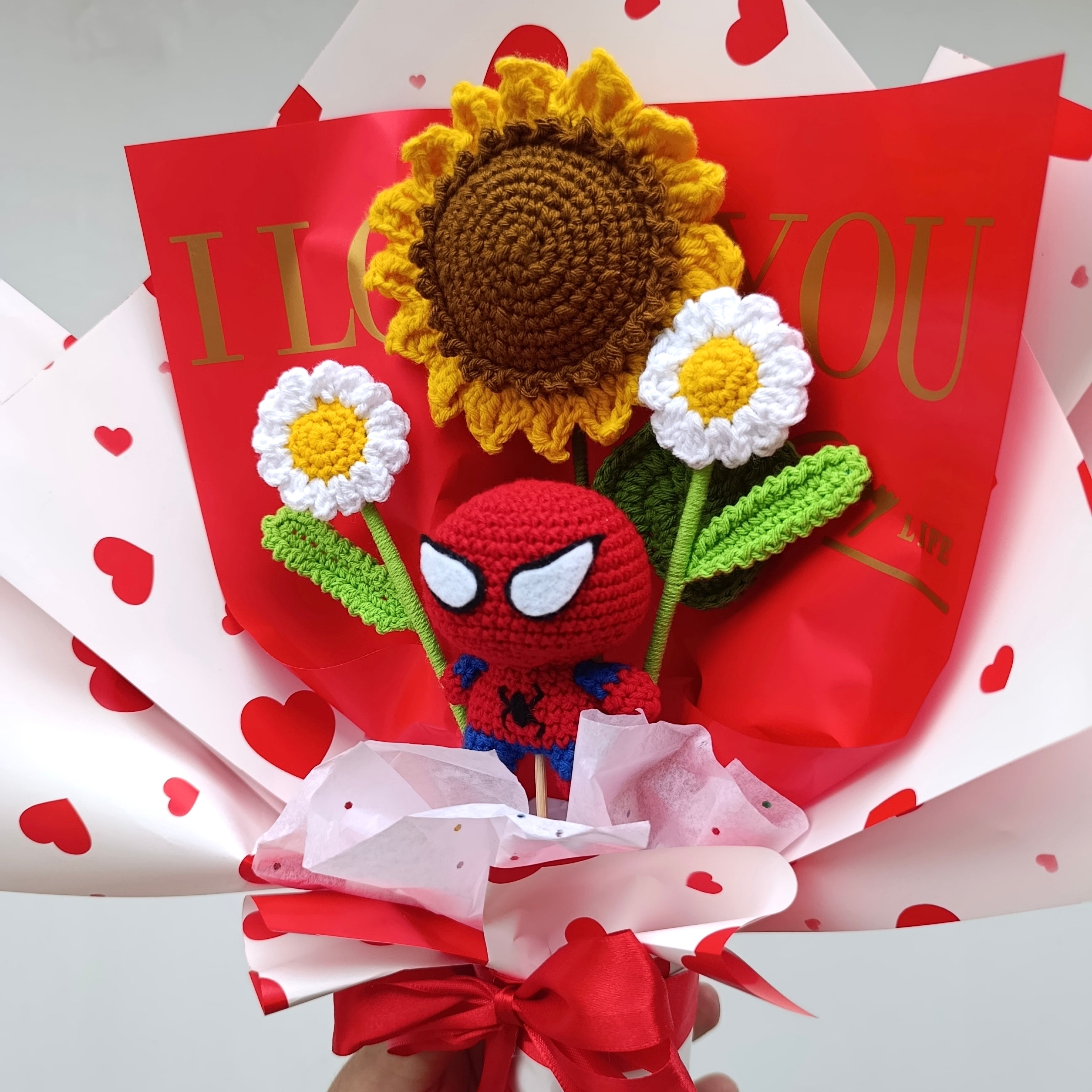 Ramo Spiderman San Valentín Tejido en Crochet