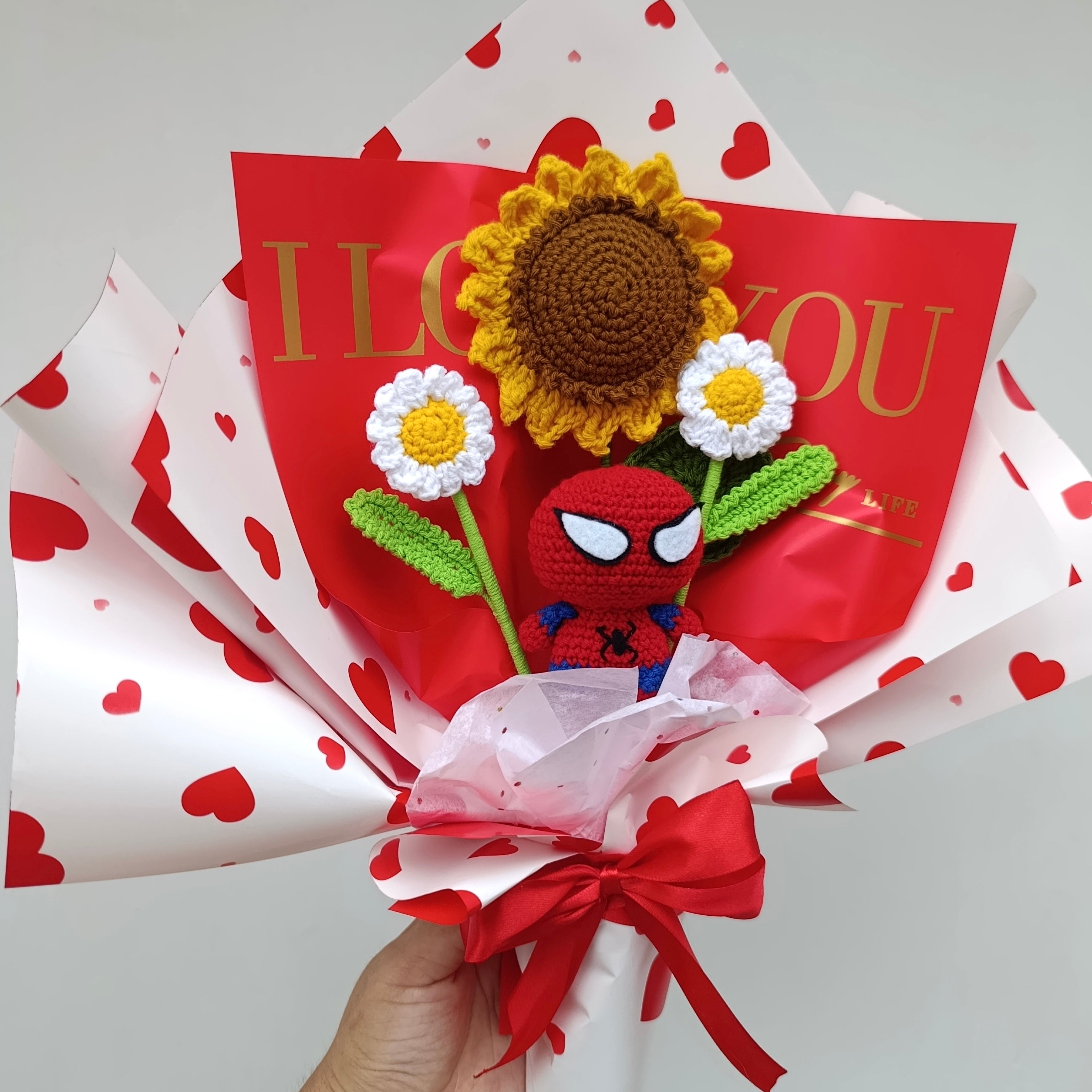 Ramo Spiderman San Valentín Tejido en Crochet