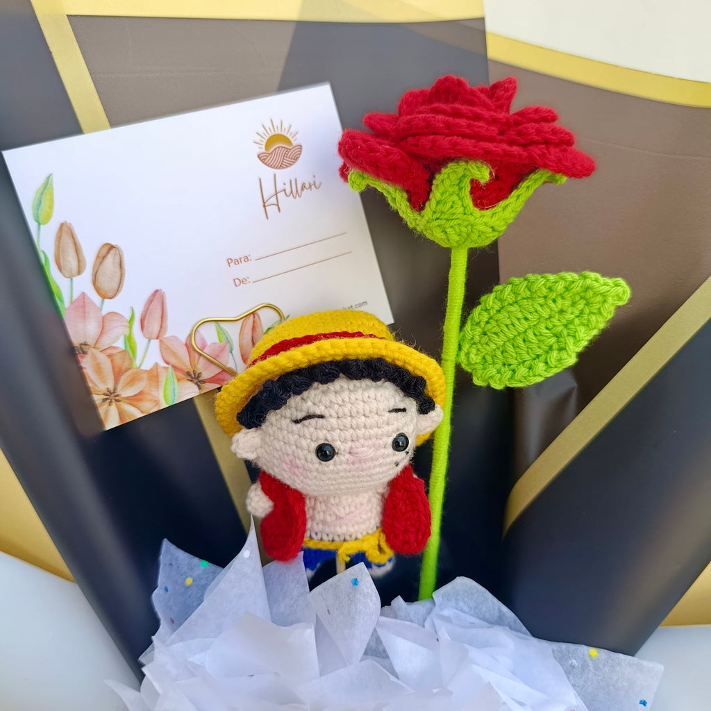 Ramo Luffy Crochet con Rosa