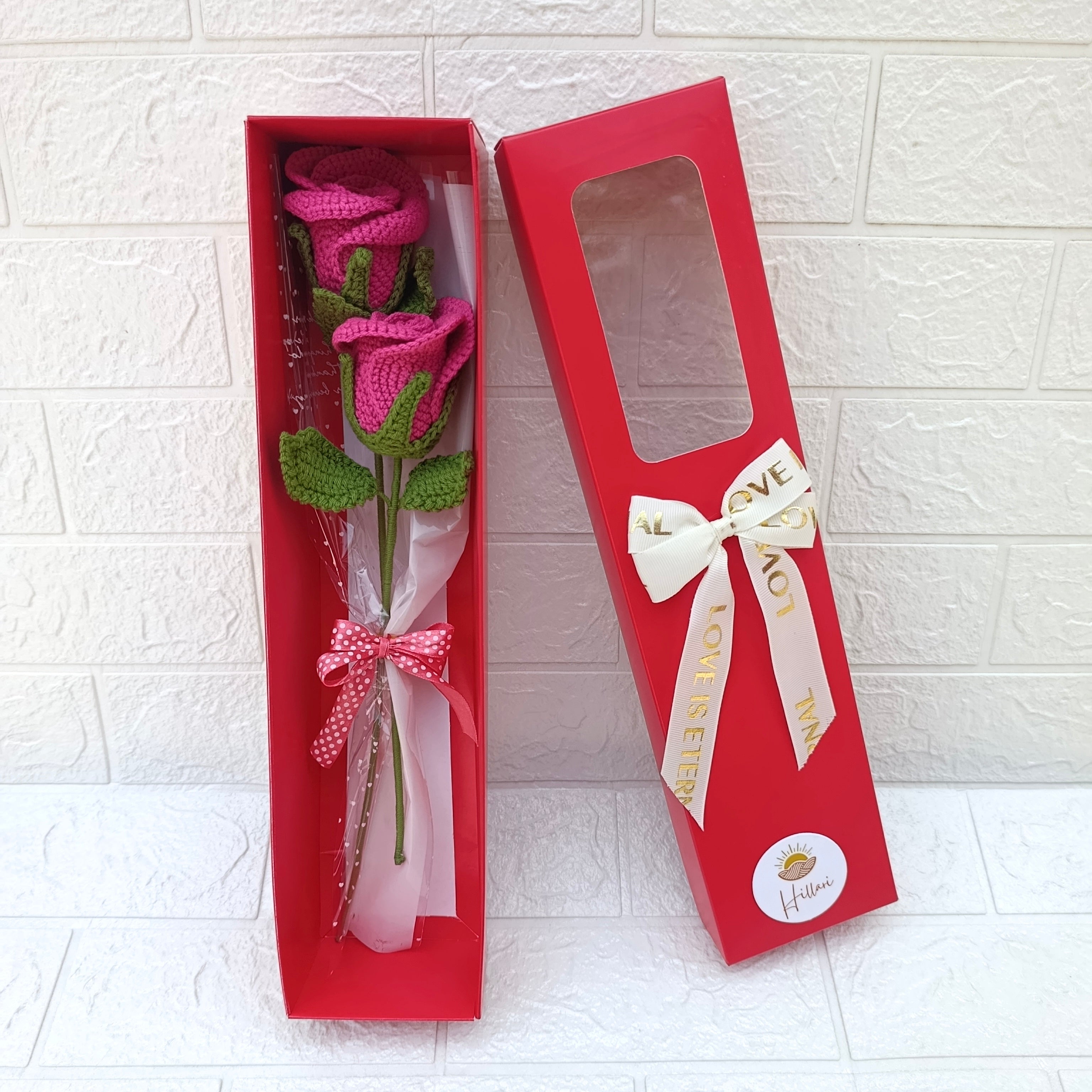 Caja Roja Rosas Premium Tejidas